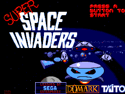 Super Space Invaders title screen for Sega Master System